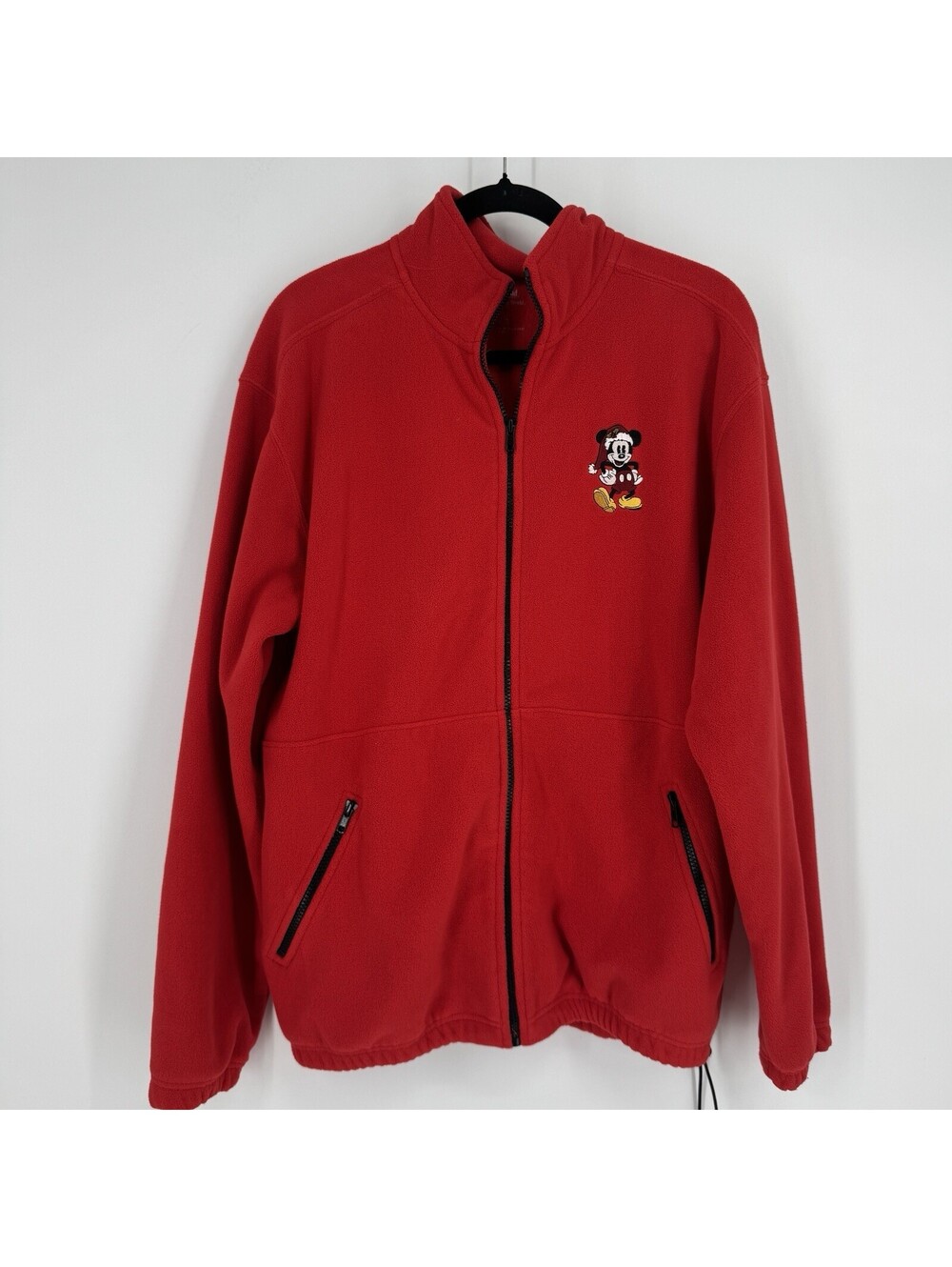 Disney Parks sweatshirt medium M red fleece mickey mouse christmas santa holiday